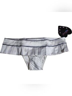 Beach Bunny White Bikini Bottom with Navy Trim
